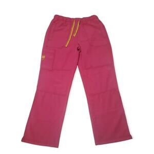 WonderWink Spread Good Cheer Stretch Sporty Cargo Scrub Pants - Strawberry Pink